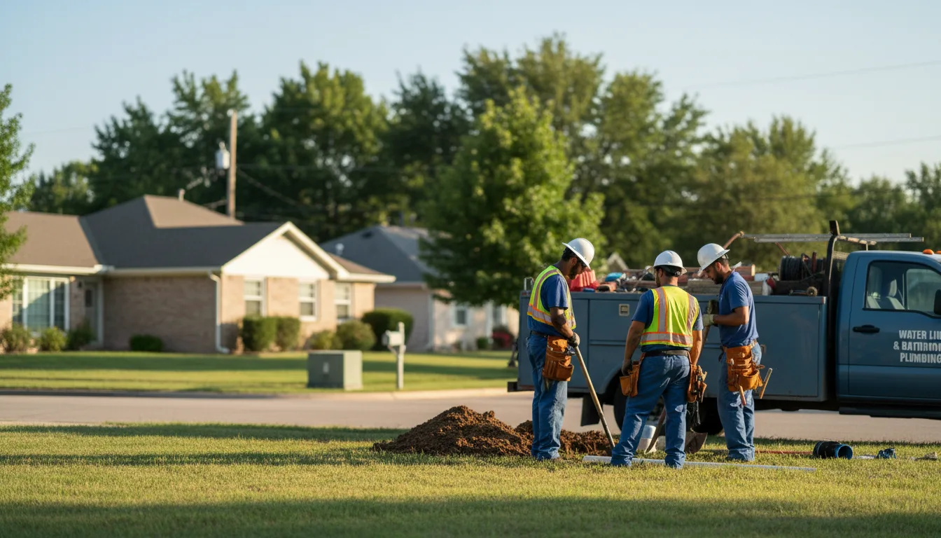 Residential water line and bathroom plumbing service in Hillsboro, KS